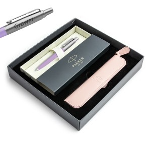 Parker Jotter Originals lilā lodīšu pildspalvas dāvanu komplekts ar gravējumu / futrālis / dāvanu komplekts