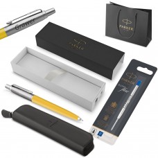 Parker Jotter Originals lodīšu pildspalva, dzeltena + futrālis un pildījums / Dāvana skolēnam/studentam ar gravējumu
