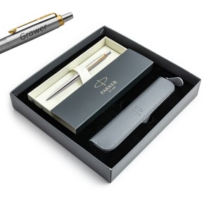 Parker Jotter nerūsējošā tērauda GT pildspalva ar gravējumu / futrālis / dāvanu komplekts
