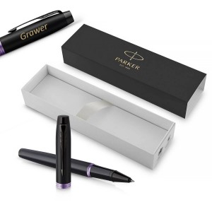 Parker IM Amethyst Purple Rullīšu pildspalva ar vāciņu un gravējumu
