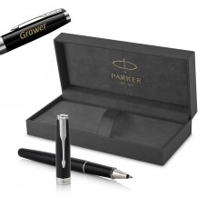 Parker Sonnet Black Lacquer CT Rullīšu pildspalva ar vāciņu un gravējumu