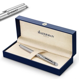 Waterman Hémisphère Steel CT Rullīšu pildspalva ar vāciņu un gravējumu