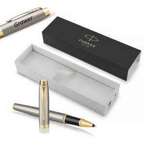 Parker IM Brushed Metal GT pildspalva ar vāciņu un gravējumu