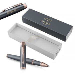 Parker IM The Finishing Touch zils-pelēka pildspalva ar vāciņu 2235423 ar gravējumu
