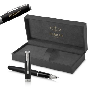 Parker Sonnet Matte Black CT Rullīšu pildspalva ar vāciņu un gravējumu