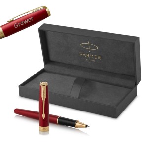 Parker Sonnet Red Lacquer GT rullīšu pildspalva ar vāciņu un gravējumu