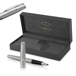 Parker Sonnet Stainless Steel CT rullīšu pildspalva ar vāciņu un gravējumu
