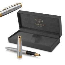 Parker Sonnet Stainless Steel GT rullīšu pildspalva ar vāciņu un gravējumu