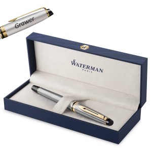 Waterman Expert Steel GT Rullīšu pildspalva ar gravējumu