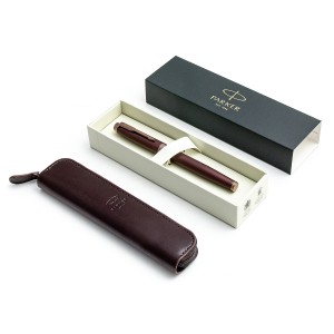 Parker Monochrome Burgundy Lodīšu pildspalvu komplekts ar rāvējslēdzēja maciņu