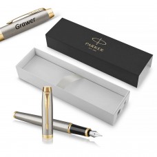Parker IM Brushed Metal GT (F) tintes pildspalva ar gravējumu