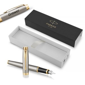 Parker IM Brushed Metal GT (F) tintes pildspalva ar gravējumu Parker IM Brushed Metal GT (F) tintes pildspalva ar gravējumu