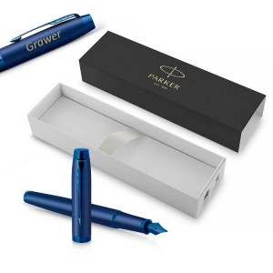 Parker IM Monochrome Blue (F) tintes pildspalva ar gravējumu