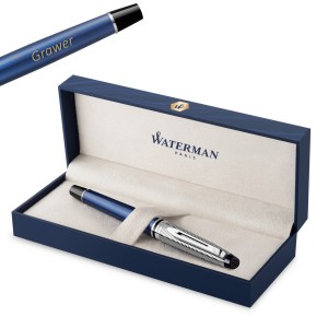 Waterman Expert Deluxe Metallic Blue CT (M) tintes pildspalva – 2187681 ar gravējumu