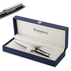 Waterman HÉMISPHÈRE COLOR-BLOCK MELNI-BALTA tintes pildspalva ar gravējumu