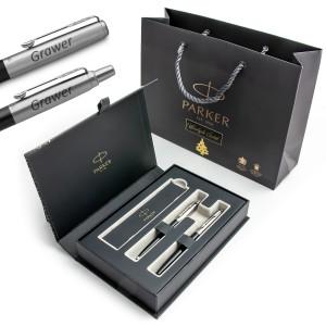 Parker Jotter Originals Ziemassvētku komplekts melna pildspalva ar gravējumu