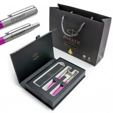 Parker Jotter Originals Ziemassvētku komplekts Rozā pildspalva ar gravējumu