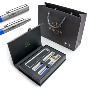 Parker Jotter Originals Blue pildspalvu komplekts elegantā dāvanu kastītē ar gravējumu