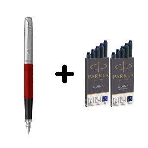 Parker Jotter Originals Red tintes pildspalva + Parker tumši zila un zila kasetnes