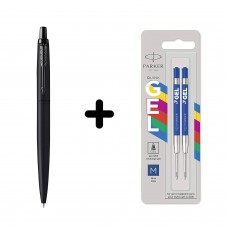 Parker Jotter XL Black BT Lodīšu pildspalva + Economy gēla uzpilde zilai lodīšu pildspalvai, 2 gab.