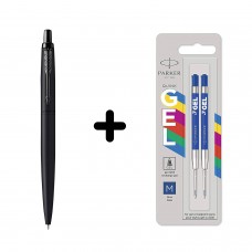 Parker Jotter XL Black BT lodīšu pildspalva + Economy gēla uzpilde zilai lodīšu pildspalvai, 2 gab.