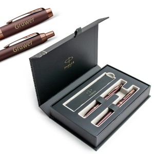 Parker IM Monochrome Burgundy - pildspalva (F) + pildspalva ar gravējumu elegantā kastītē