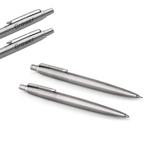 Parker Jotter nerūsējošā tērauda zīmuļu un lodīšu pildspalvu komplekts CT ar gravējumu