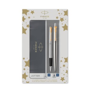 Komplekts Parker: Tintes pildspalva + Lodīšu pildspalva Jotter Stainless Steel GT - 2093257
