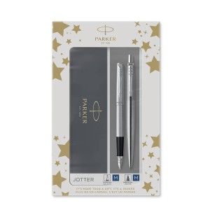 Komplekts Parker: Tintes pildspalva + Lodīšu pildspalva Jotter Stainless Steel CT – 2093258