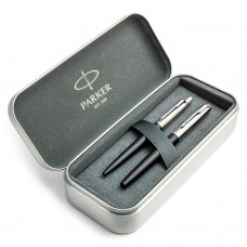 Parker Jotter Bond Street Black CT pildspalvas un lodīšu pildspalvas komplekts metāla kastītē