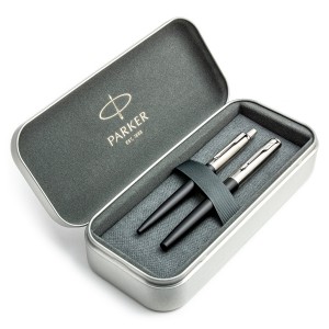 Parker Jotter Bond Street Black CT pildspalvas un lodīšu pildspalvas komplekts metāla kastītē