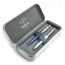 Parker Jotter Originals Blue un Pastel Blue lodīšu pildspalvu dāvanu komplekts ar metāla korpusu