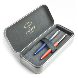 Parker Jotter Originals Blue un Coral Lodīšu pildspalvu dāvanu komplekts ar metāla korpusu