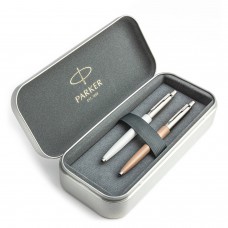 Parker Jotter Originals Pearl un Beige Lodīšu pildspalvu dāvanu komplekts ar metāla korpusu