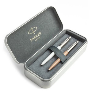 Parker Jotter Originals Pearl un Beige Lodīšu pildspalvu dāvanu komplekts ar metāla korpusu