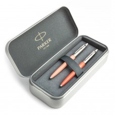 Parker Jotter Originals Powder Pink un Coral Lodīšu pildspalvu dāvanu komplekts ar metāla korpusu