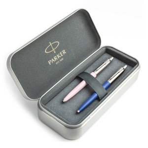 Parker Jotter Originals Pink un Blue Lodīšu pildspalvu dāvanu komplekts ar metāla korpusu