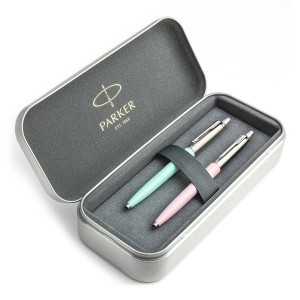 Parker Jotter Originals Pink un Mint Lodīšu pildspalvu dāvanu komplekts ar metāla korpusu