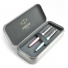 Parker Jotter Originals Pink un Pastel Blue Lodīšu pildspalvu dāvanu komplekts ar metāla korpusu