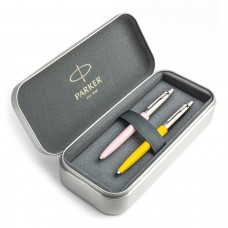 Parker Jotter Originals Pink un Yellow Lodīšu pildspalvu dāvanu komplekts ar metāla korpusu