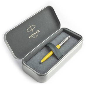 Parker Jotter Originals Yellow Lodīšu pildspalvu dāvanu komplekts metāla kastītē