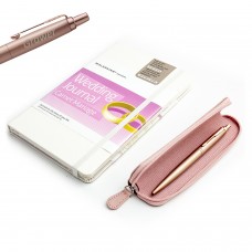 Parker rozā lodīšu pildspalvu komplekts ar gravējumu uz korpusa un kāzu plānotāju