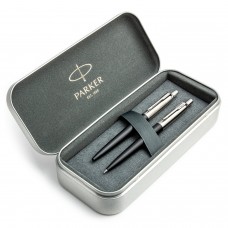 Parker Jotter Bond Street Black CT lodīšu pildspalvu un zīmuļu komplekts metāla kastītē