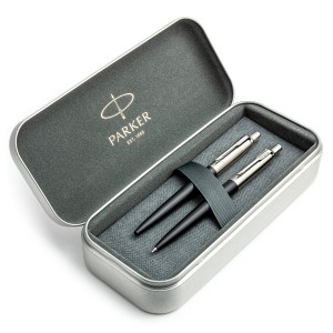 Parker Jotter Bond Street Black CT lodīšu pildspalvu un zīmuļu komplekts metāla kastītē