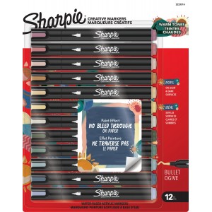 Sharpie akrila radošie marķieri siltās krāsās (koniskais uzgalis) 12 gab. – 2223316