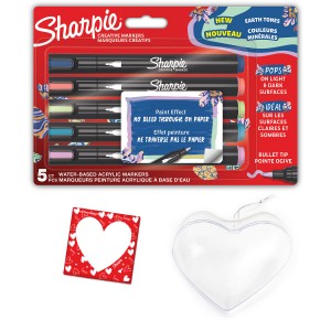Radošie akrila marķieri Sharpie zemes krāsas (koniskais uzgalis) 5 gab. <p>/ Magnēts / Sirds krāsošanai / Valentīna diena