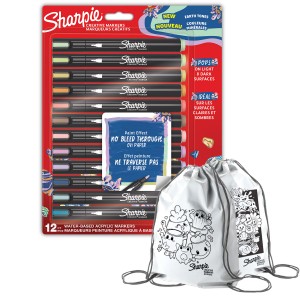 Sharpie akrila marķieru komplekts 12 gab Earth Colours ar krāsu maisiņu
