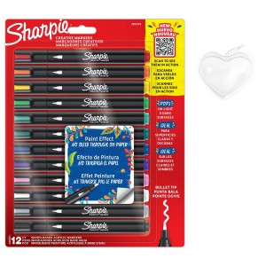 Sharpie akrila marķieru komplekts 12 krāsas ar krāsojamo sirsniņu
