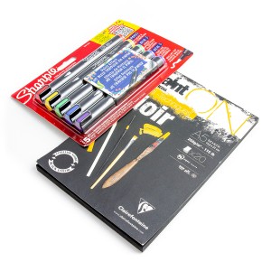 Sharpie akrila marķieru komplekts 5 krāsas ar melnu kartes bloku