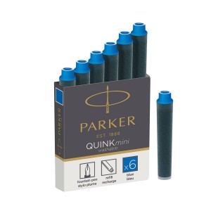 Tintes kapsulas Parker Quink Mini Zilais 6 gab. - 1950409